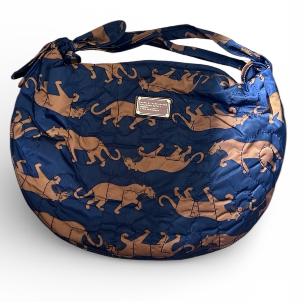 Marc by Marc Jacobs Navy and Tan Quilted panthers 🐆 Print Hobo Tote